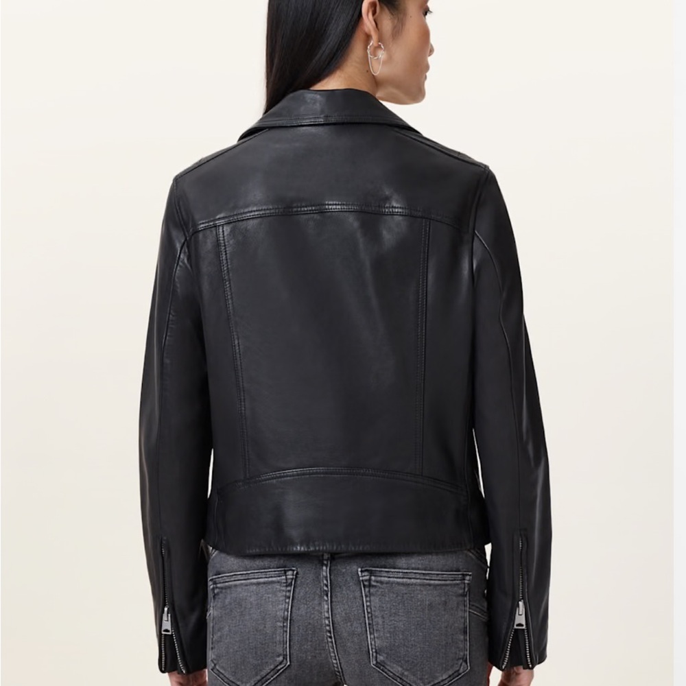 Women's Black Leather Jacket - Picture 3 of 11
